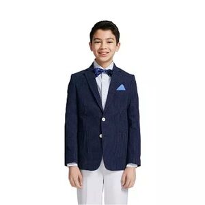 New TOMMY HILFIGER Big Boys Seersucker Stripe Suit Jacket Blazer Blue 16